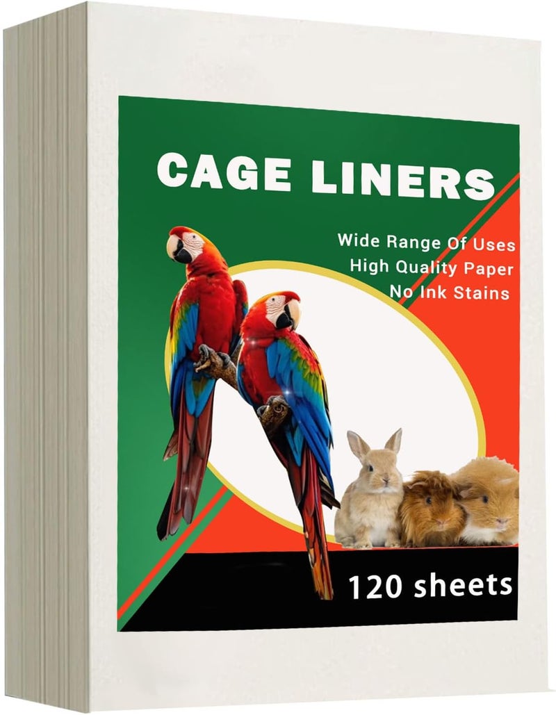 ZiKON 120 Pcs Bird Cage Liner Papers Big Size Cage Paper Liners Disposable Cage Paper Liners Precut Absorbent Cushion Pad Mat Accessories for Pet Bird Parrot - Image 1